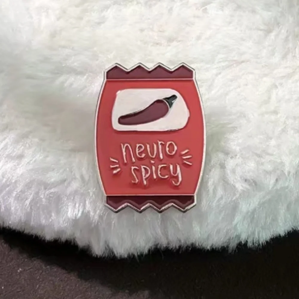3/$25 “Neuro Spicy” Hit Sauce Packet Pin Badge Brooch UNISEX Hot Pepper